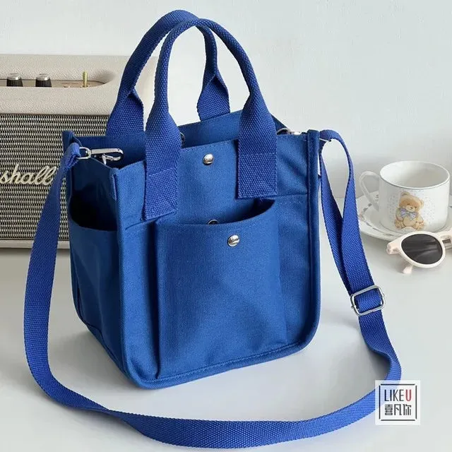 Uniwim Women Crossbody Bags Canvas Solid Color Casual Tote Bag Messenger Bag Shoulder Bag Brand Designer Simplicity Girl's Shoulder Bag