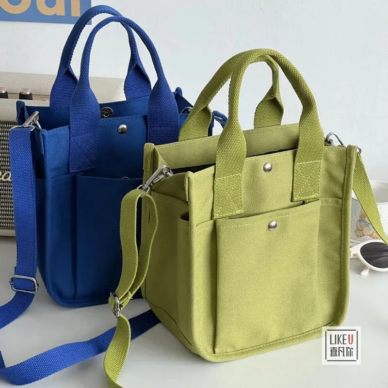 Uniwim Women Crossbody Bags Canvas Solid Color Casual Tote Bag Messenger Bag Shoulder Bag Brand Designer Simplicity Girl's Shoulder Bag