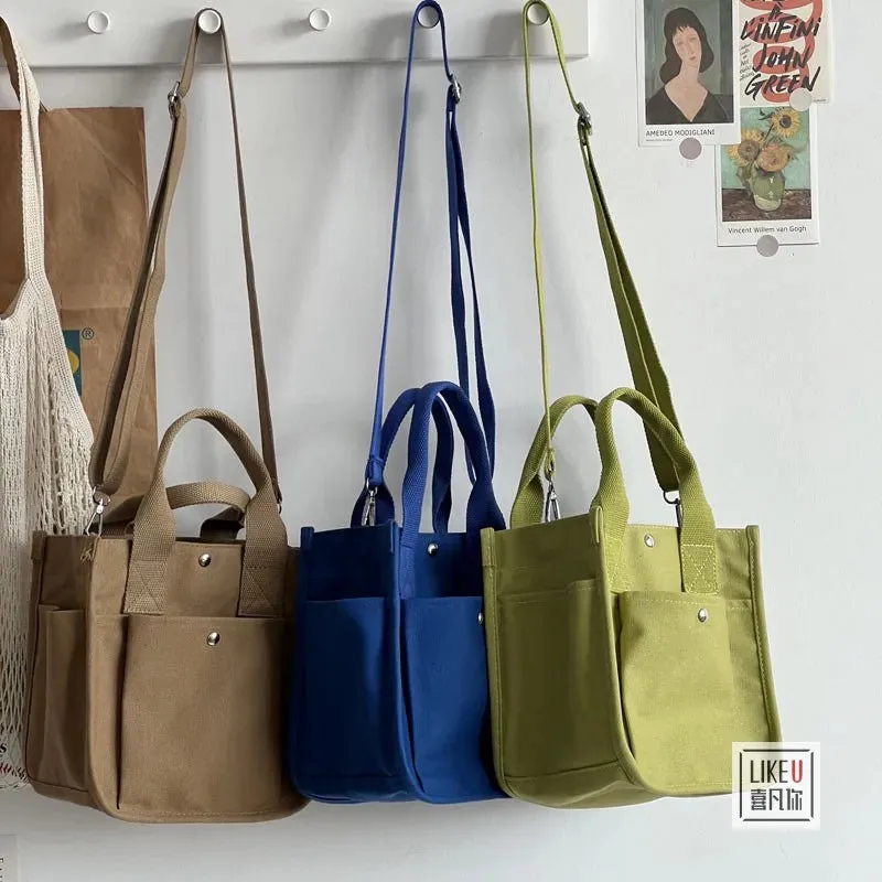 Uniwim Women Crossbody Bags Canvas Solid Color Casual Tote Bag Messenger Bag Shoulder Bag Brand Designer Simplicity Girl's Shoulder Bag