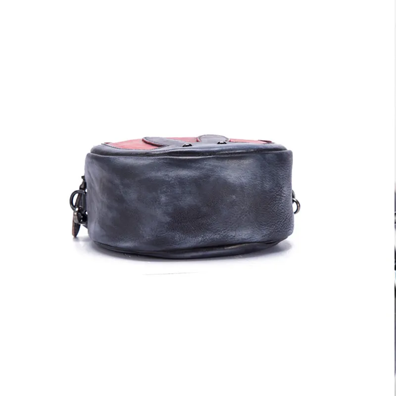 Vintage Leather Women Circle Bag Crossbody Bags Leather Handbags