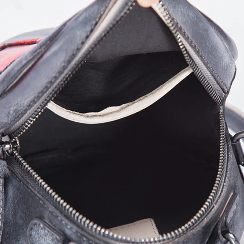 Vintage Leather Women Circle Bag Crossbody Bags Leather Handbags