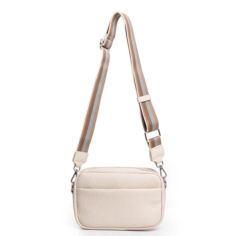 Wide Shoulder-strap PU Crossbody Square Bag