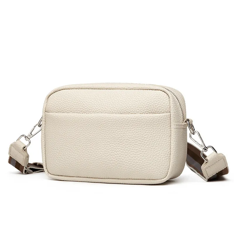 Wide Shoulder-strap PU Crossbody Square Bag