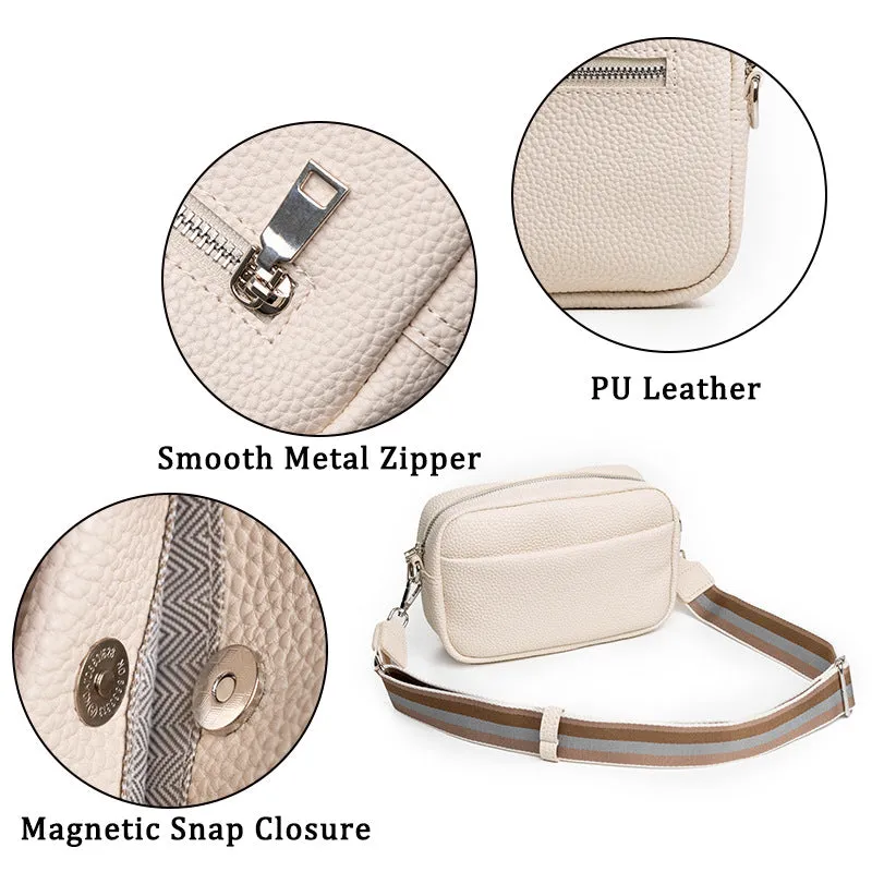 Wide Shoulder-strap PU Crossbody Square Bag