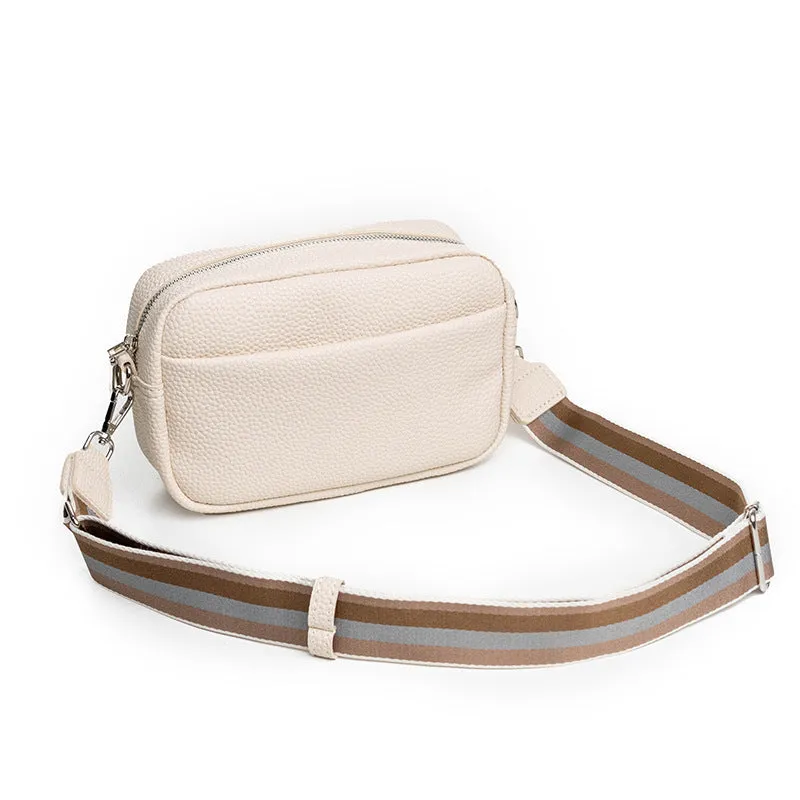 Wide Shoulder-strap PU Crossbody Square Bag