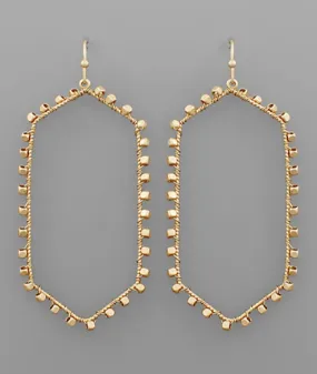 Wire Studded Gold Hexagon Earrings