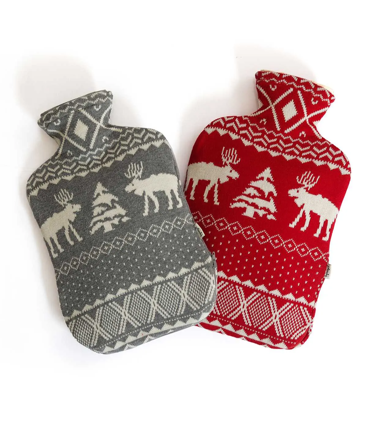 X-Citing X-Mas Cotton Knitted Hot Water Bottle Cover in Grey Color