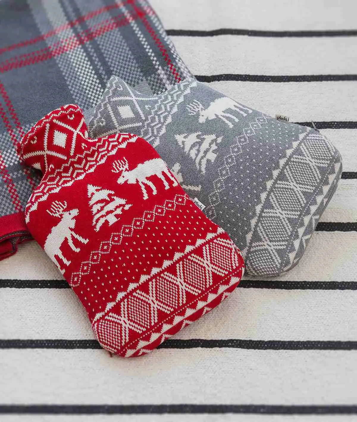 X-Citing X-Mas Cotton Knitted Hot Water Bottle Cover in Grey Color