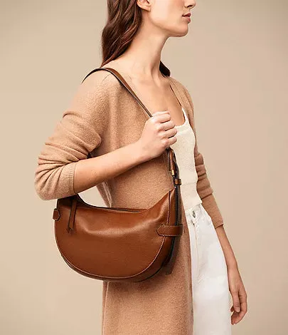 ZB1847200 - Fossil Harwell Brown Leather Hobo Bag For Women