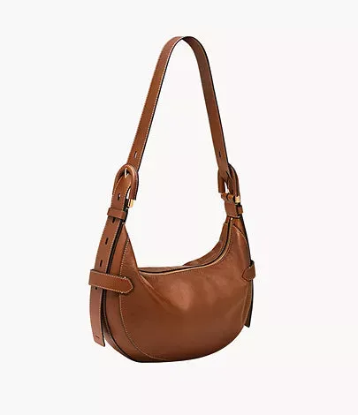 ZB1847200 - Fossil Harwell Brown Leather Hobo Bag For Women